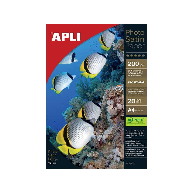 Apli Papel Fotográfico Photosatin A4 200g 20 Folhas