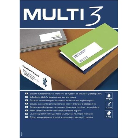 Multi3 Pack of 2700 White Labels Size 70x30mm - 100 Sheets x 27 Labels - Suitable for Printing