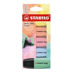 Stabilo Boss Mini Pastel Pack of 5 Fluorescent Markers - Line between 2 and 5mm - Water-Based Ink - Anti-drying - Green, Pink