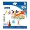 Milan Pack de 24 Lapices Triangulares Acuarelables + Pincel - Mina 2.9mm - Trazo Uniforme - Resistente a la Rotura - Colores