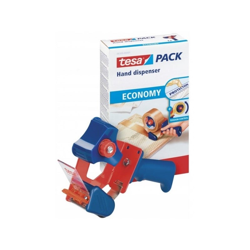 Tesa 6300 Economy Precintadora para Rollos de hasta 50mm - Tension Ajustable Manualmente - Color Rojo/Azul