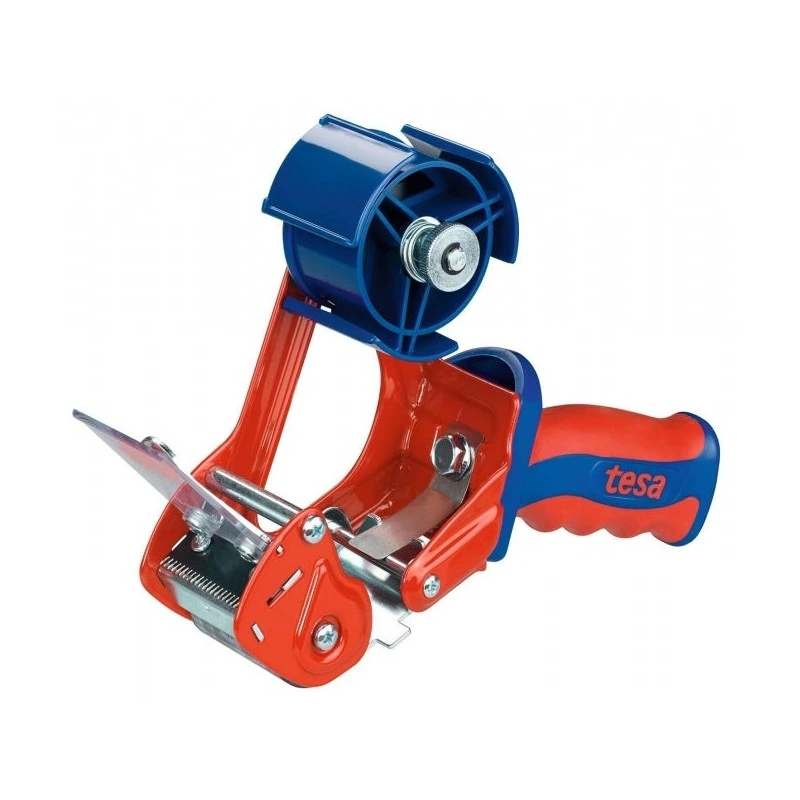 Tesa 6400 Comfort Sealer for Rolls up to 50mm - Protected Blade System - Manually Adjustable Tension - Red/Blue Color