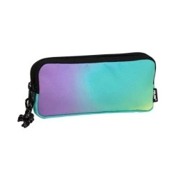 Milan Sunset Pencil Case 3 Compartments - Tear and Tear Resistant Fabric - Measurements 22x11x6,5cm - Turquoise Color