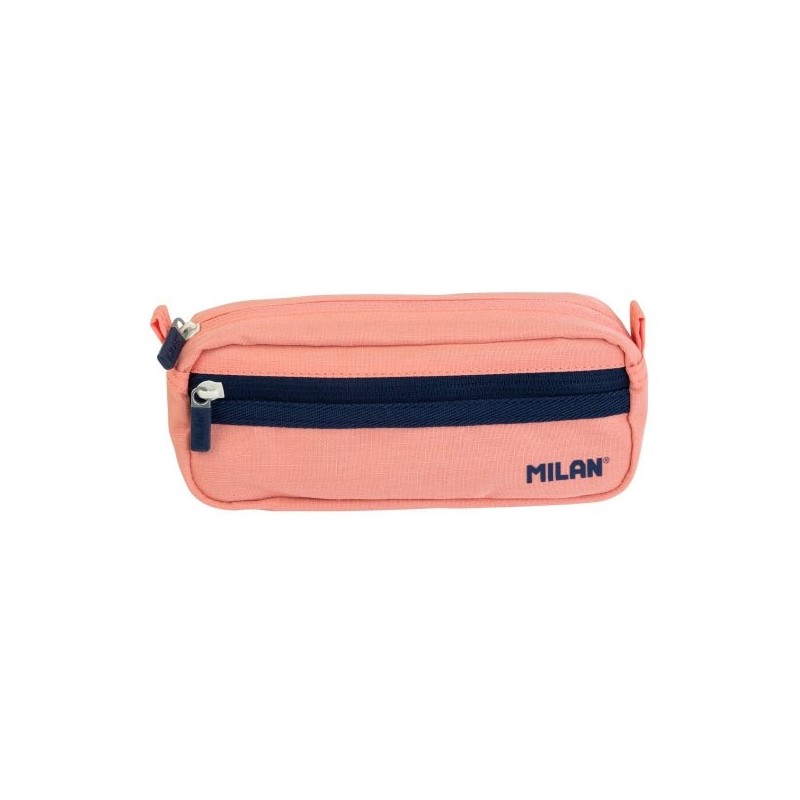 Estojo Retangular Milan Collection 430 2 Compartimentos - Tecido Resistente a Quebras e Rasgos - Medidas 21x8,5x6,1cm - Cor Rosa