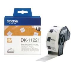 Brother DK11221 - Étiquettes carrées prédécoupées originales - 23x23 mm - 1000 unités - Texte noir sur fond blanc