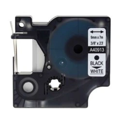 Dymo D1 40913 Fita de Etiquetas Genérica para Rotuladora - Texto preto sobre fundo branco - Largura 9mm x 7 metros - Substitui