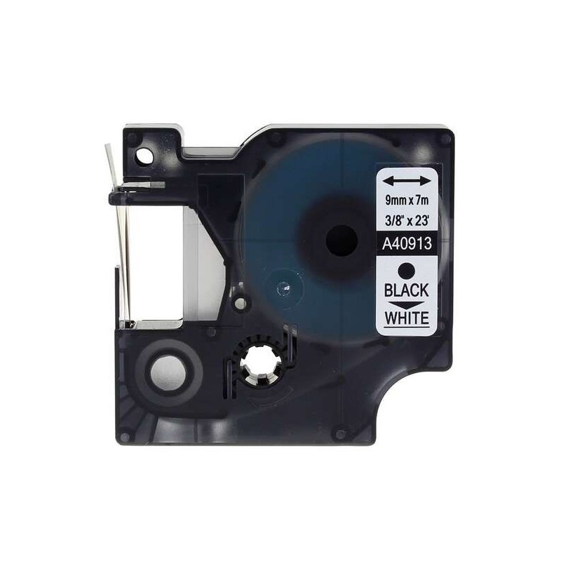 Dymo D1 40913 Ruban d'Étiquettes Générique pour Étiqueteuse - Texte Noir sur Fond Blanc - Largeur 9mm x 7 mètres