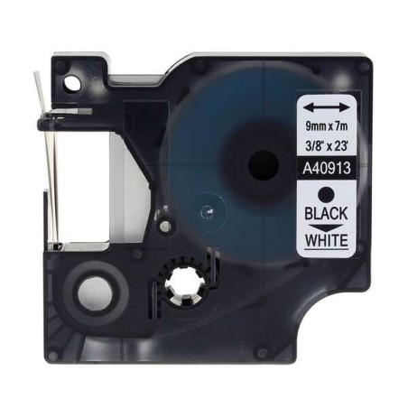 Dymo D1 40913 Fita de Etiquetas Genérica para Rotuladora - Texto preto sobre fundo branco - Largura 9mm x 7 metros - Substitui
