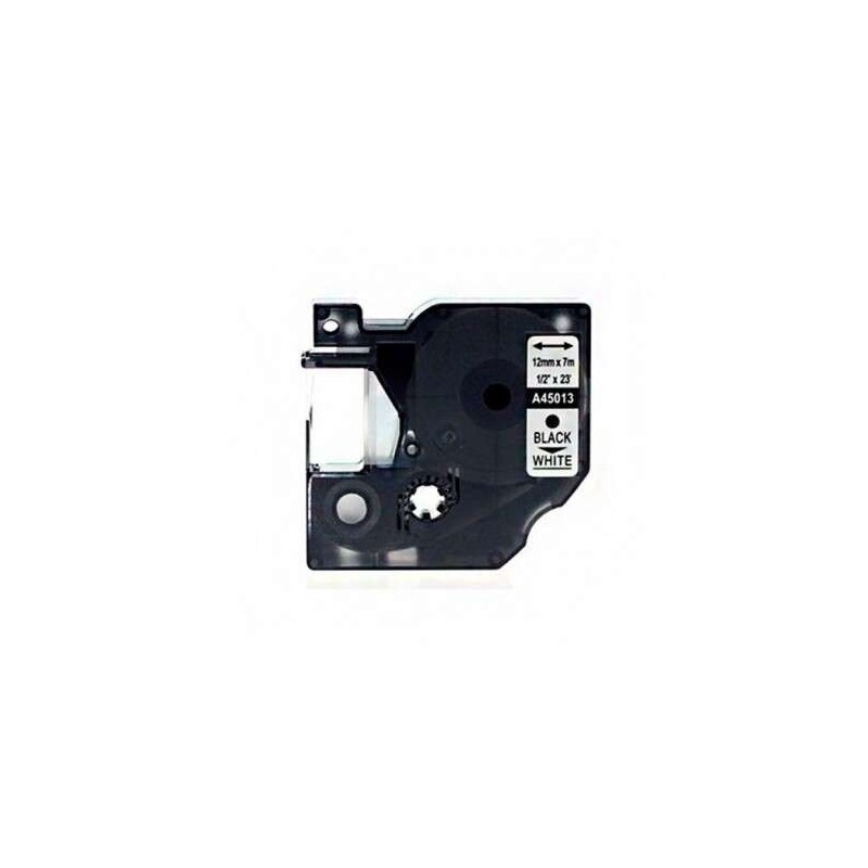Dymo D1 45013 Fita de Etiquetas Genérica para Rotuladora - Texto preto sobre fundo branco - Largura 12mm x 7 metros - Substitui