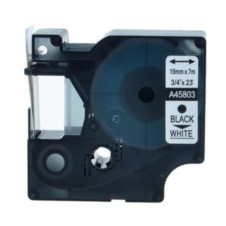 Dymo D1 45803 Fita de Etiquetas Genérica para Rotuladora - Texto preto sobre fundo branco - Largura 19mm x 7 metros - Substitui
