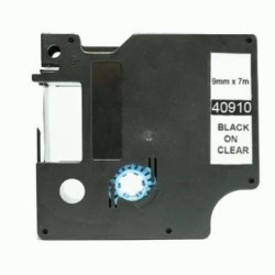 Dymo D1 40910 Cinta de Etiquetas Generica para Rotuladora - Texto negro sobre fondo transparente - Ancho 9mm x 7 metros