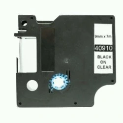 Dymo D1 40910 Cinta de Etiquetas Generica para Rotuladora - Texto negro sobre fondo transparente - Ancho 9mm x 7 metros