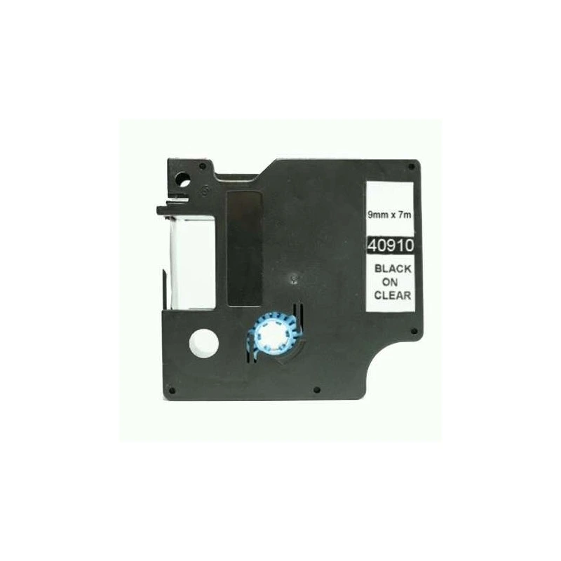 Dymo D1 40910 Fita de Etiquetas Genérica para Rotuladora - Texto preto sobre fundo transparente - Largura 9mm x 7 metros