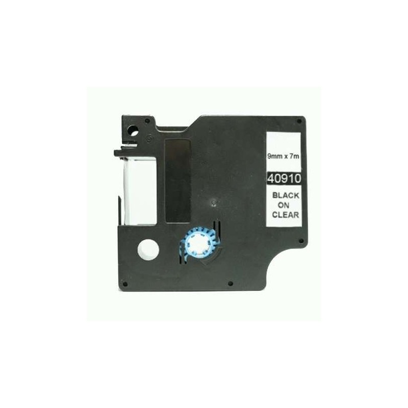 Dymo D1 40910 Cinta de Etiquetas Generica para Rotuladora - Texto negro sobre fondo transparente - Ancho 9mm x 7 metros