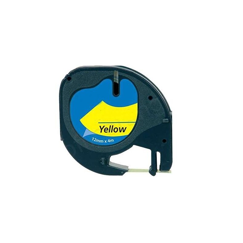 Dymo LetraTag S0721620 Ruban d'Étiquettes Générique pour Étiqueteuse - Texte Noir sur Fond Jaune - Largeur 12mm x 4 mètres