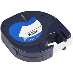 Dymo LetraTag S0721510 Compatible Label Tape for Label Maker - Black Text on White - Width 12mm x 4 metres (91200)