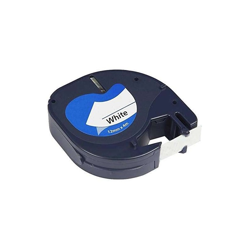 Dymo LetraTag S0721510 Compatible Label Tape for Label Maker - Black Text on White - Width 12mm x 4 metres (91200)