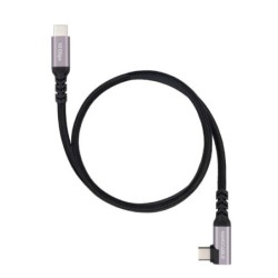 Nanocable Cable USB-C Macho Acodado 90º - Soporta hasta 100W - Longitud 0.5m - Velocidad de Transferencia hasta 10Gbps