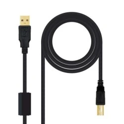 Cabo Nanocable para Impressora com Ferrite USB-B 2.0 Macho para USB-A Macho 5m