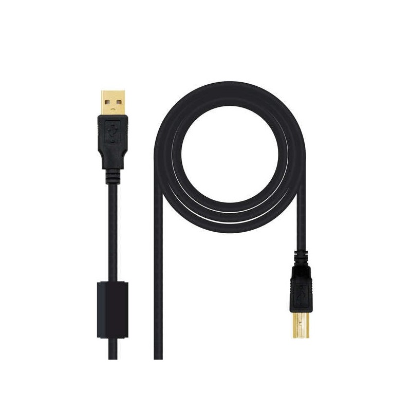 Câble d'imprimante Nanocable avec ferrite USB-B 2.0 mâle vers USB-A mâle 5 m