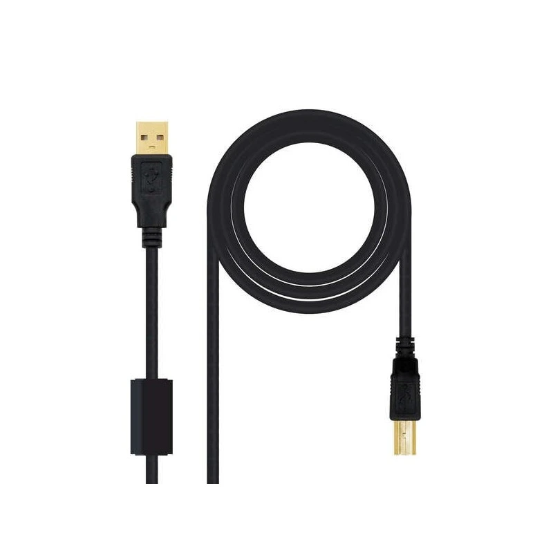 Nanocable Printer Cable with Ferrite USB-B 2,0 Male to USB-A Male 5m