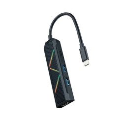 Hub Nanocable 4 em 1 USB-C 3.0 com 2x USB-A 3.0, 1x USB-C PD, 1x HDMI - Caixa de alumínio - Cabo de 0,15 m