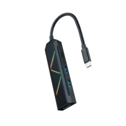 Hub Nanocable 4 em 1 USB-C 3.0 com 2x USB-A 3.0, 1x USB-C PD, 1x HDMI - Caixa de alumínio - Cabo de 0,15 m
