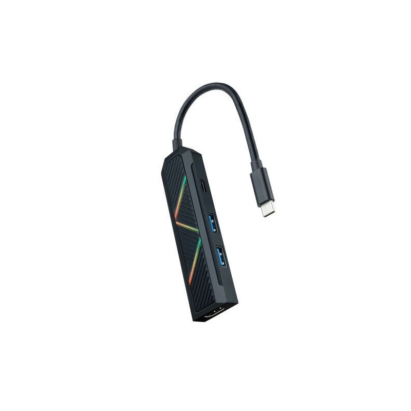 Hub Nanocable 4 em 1 USB-C 3.0 com 2x USB-A 3.0, 1x USB-C PD, 1x HDMI - Caixa de alumínio - Cabo de 0,15 m