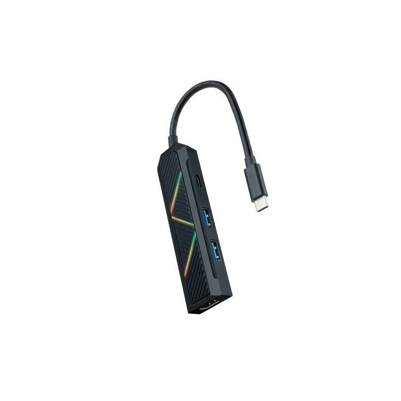 Nanocable 4 in 1 USB-C 3,0 Hub with 2x USB-A 3,0, 1x USB-C PD, 1x HDMI - Aluminum Housing - 0,15m Cable