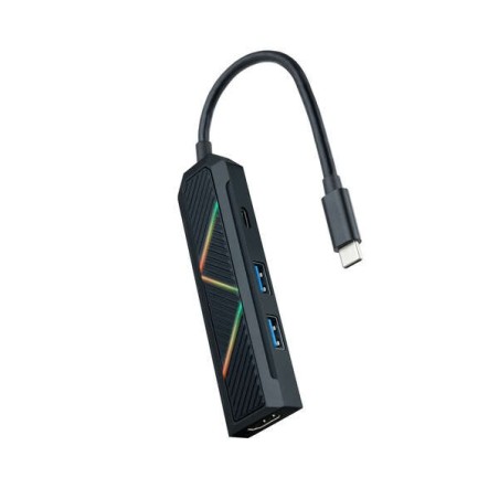 Nanocable 4 in 1 USB-C 3,0 Hub with 2x USB-A 3,0, 1x USB-C PD, 1x HDMI - Aluminum Housing - 0,15m Cable