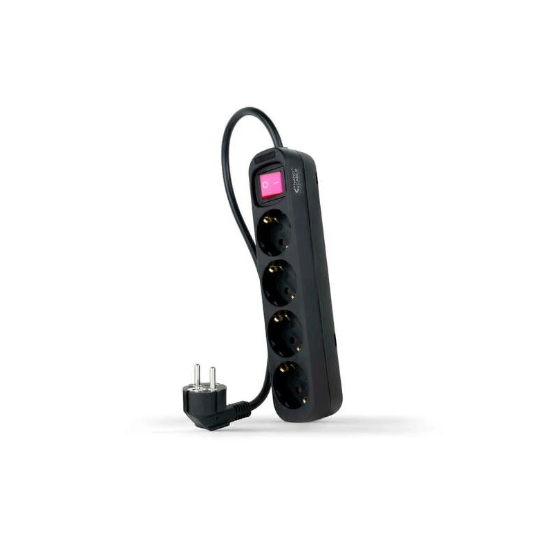 Nanocable Regleta de Proteccion con 4 Shuckos - Cable de 1.40m - Interruptor On/Off - Color Negro