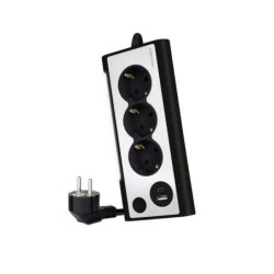 Nanocable Desktop Power Strip with 3x Shuckos, 1x USB-C and 1x USB-A - LED Lighting with Switch - 1,50m Cable