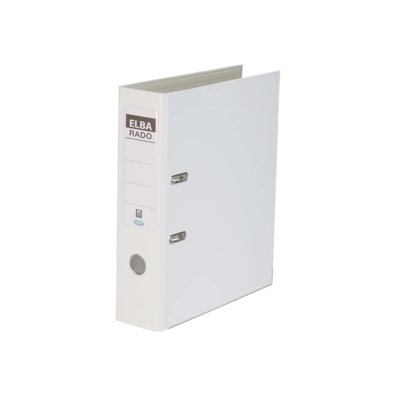 Classeur Elba Plast au format A4 - Largeur 80 mm - Avec levier et Rado - Résistant et durable - En PVC - Couleur blanche