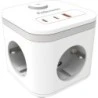 Fellowes Cubo Multienchufes de Sobremesa con 3 Tomas 230V + 2x USB-C 20W max. - 1x USB-A 18W max. - Cable de 2m - Interruptor