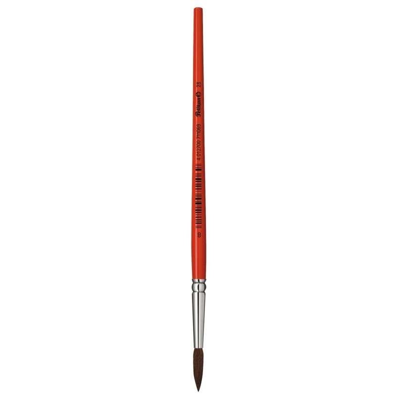 Pelikan Série 23 Escova Nº 10 - Ponta Redonda Cabelo de Pônei Natural - Cabo de Madeira Envernizada - Virola de Alumínio