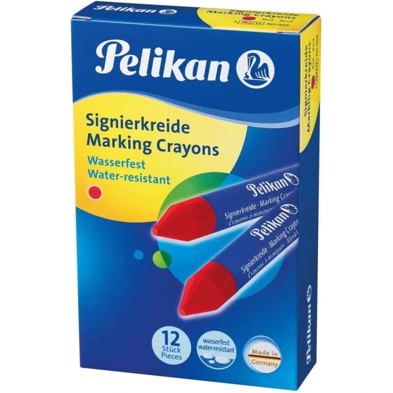 Pacote de 12 lápis de marcação Pelikan - Resistente à água - Fácil de apagar - Ideal para realçar texto - Cor vermelha