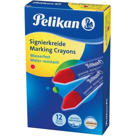 Pacote de 12 lápis de marcação Pelikan - Resistente à água - Fácil de apagar - Ideal para realçar texto - Cor vermelha