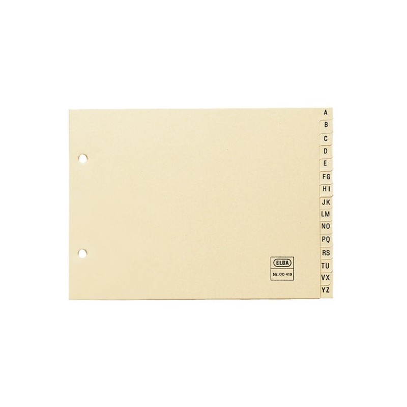 Index Alphabétique Elba Format 4º Paysage 15 AZ - Carton 180g - Organisation Alphabétique - Résistant et Durable - Couleur Beige