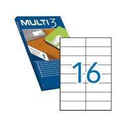Multi3 Pack de 8 000 étiquettes blanches à bord droit taille 105,0 x 37,0 mm avec adhésif permanent pour usages multiples