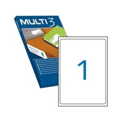 Multi3 Pacote de 100 Etiquetas Brancas com Bordas Rombas Tamanho 199,6X289,1mm com Adesivo Permanente para Múltiplos Usos