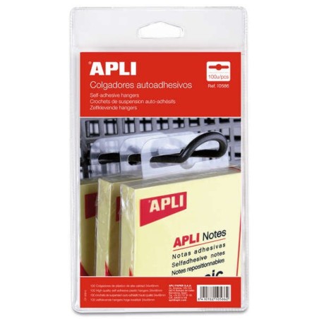 Apli Pack of 100 Self-Adhesive Eurohole Hangers 34x48mm - Ideal for Low and Medium Weight Products