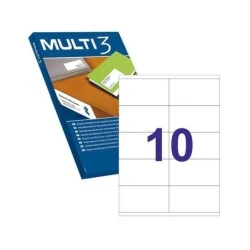 Multi3 Pacote de 5.000 Etiquetas Brancas de Borda Reta Tamanho 105,0X57,0mm com Adesivo Permanente para Múltiplos Usos