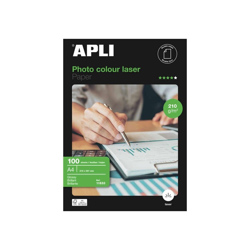 Apli Color Laser Photo Paper A4 210g 100 Sheets