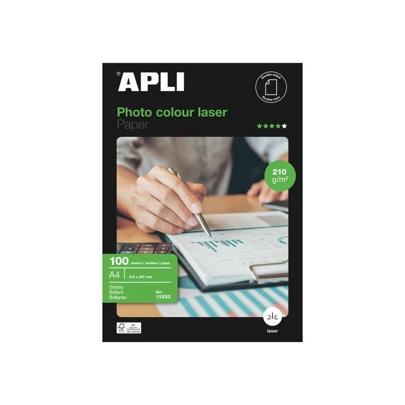 Apli Color Laser Photo Paper A4 210g 100 Sheets