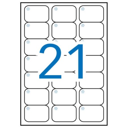 Apli Pacote de 210 Etiquetas Especiais para Freezer 63,5x38,1mm - 10 Folhas por 21 Etiquetas - Adesivo Removível - Bordas Cegas