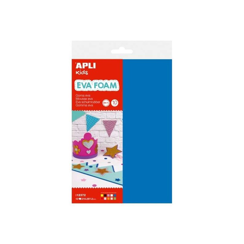 Apli Pack of 10 Multicolor Eva Rubber A4 - Thickness 2 mm - Waterproof - Heat Moldable - Assorted Colors