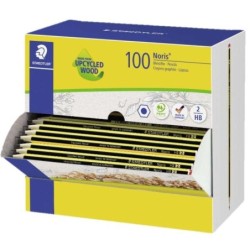 Display Staedtler Noris 120-2 com 100 lápis hexagonais de grafite HB - grafite ultrarresistente de 2 mm - madeira de florestas