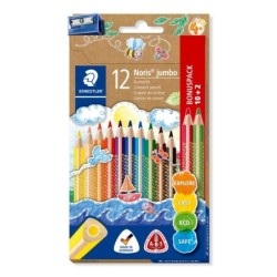 Staedtler Jumbo Noris 128 Paquet de 12 Crayons de couleur triangulaires - Design ergonomique - Couleurs assorties