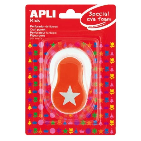 Apli Star Punch - 25,4mm Figure - Punches Paper, Cardboard, Cardboard and EVA Rubber up to 2mm - Easy Opening Deposit - Dual