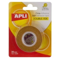 Apli Double Sided Adhesive Tape 30mm x 10m - Easy to Cut and Apply - Strong and Durable Adhesion - Transparent